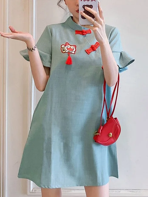 Plus Size Fortune Cat Modern Cheongsam Dress