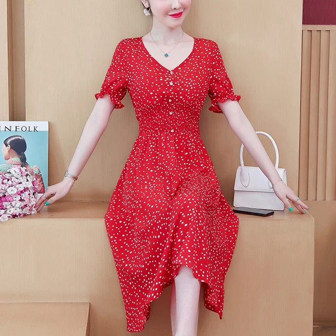 Plus Size Red Chiffon Dress