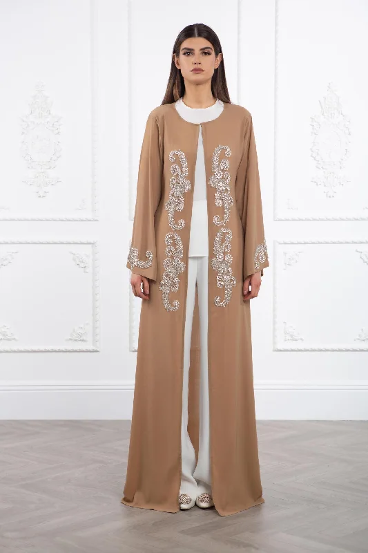 Beige Abaya Hand Embroidery