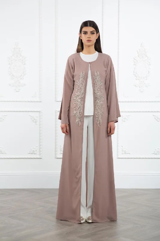 Pink Embroidered Abaya