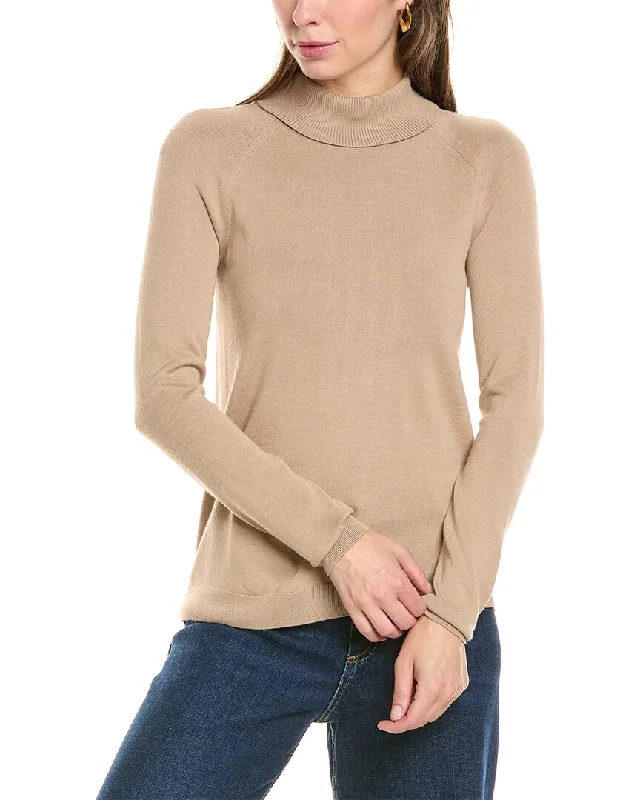 Lafayette 148 New York Raglan Sleeve Turtleneck Wool Sweater