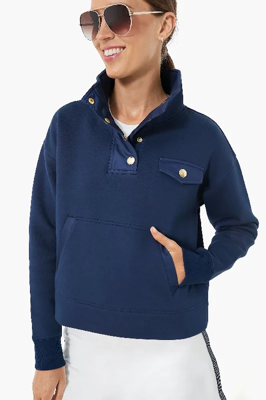 Navy Snap Neck Bailey Pullover