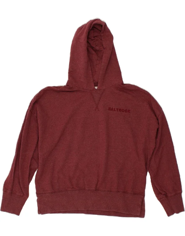 SALTROCK Womens Oversized Hoodie Jumper UK 10 Small Maroon Cotton