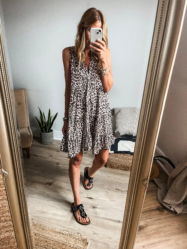 Sleeveless Leopard Print Mini Dress