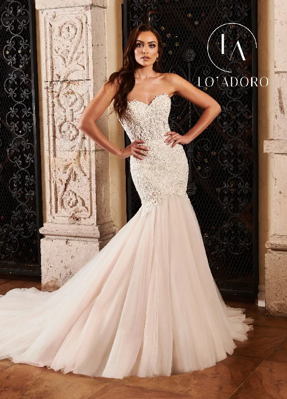 Fitted Strapless Applique Wedding Gown by Mary's Bridal M768