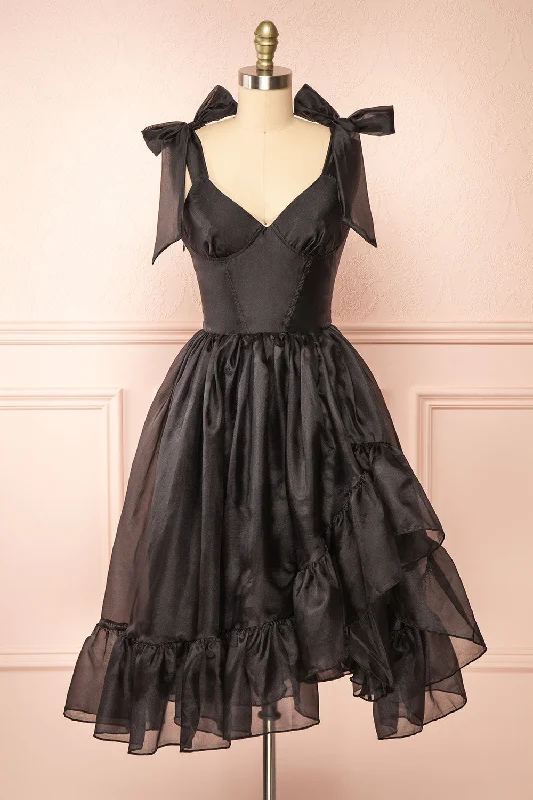 Callidora | Black Organza Midi Dress