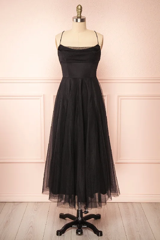 Valerie Black | A-Line Tulle Midi Dress