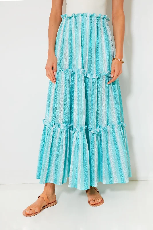 Aquamarine Stripe Gauze Prado Skirt