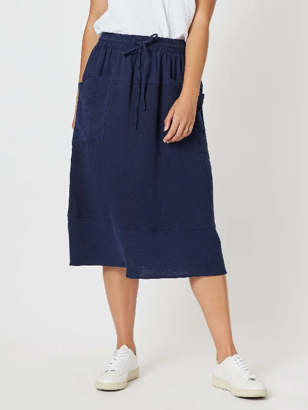 Byron Cotton Skirt - Navy