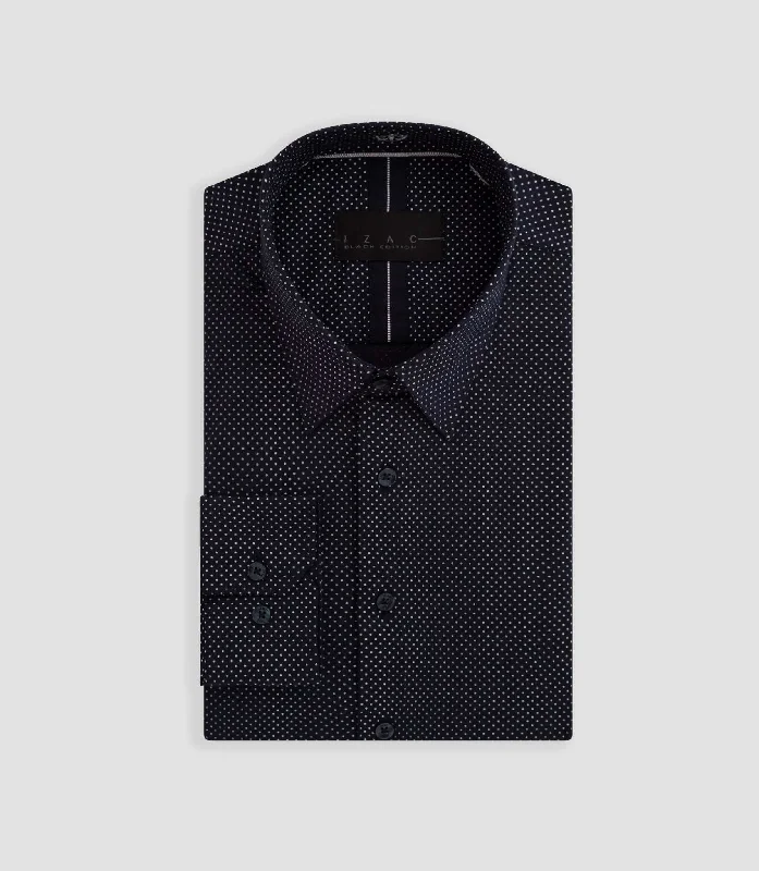 Chemise imprimée à pois marine "Baki"