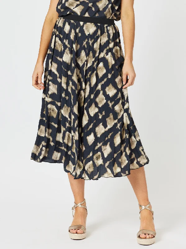 Marrakesh Print Skirt - Navy/Stone