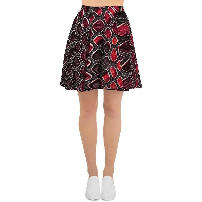 Red Snakeskin print Women's Skirt