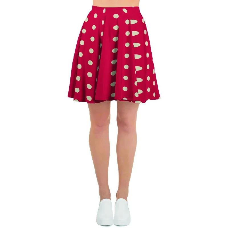 Red Tiny Polka Dot Women's Skirt