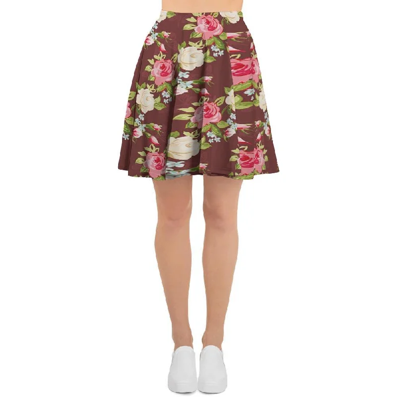 Rose Floral Print Women's Skirt