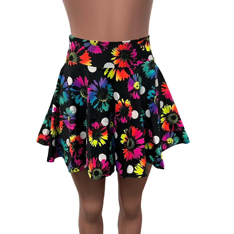 Skater Skirt - Polka Dot Electric Daisy UV Glow