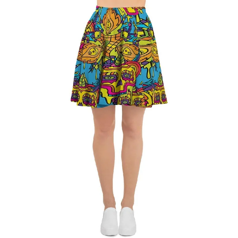 Skull Trippy Psychedelic Women's Skirt