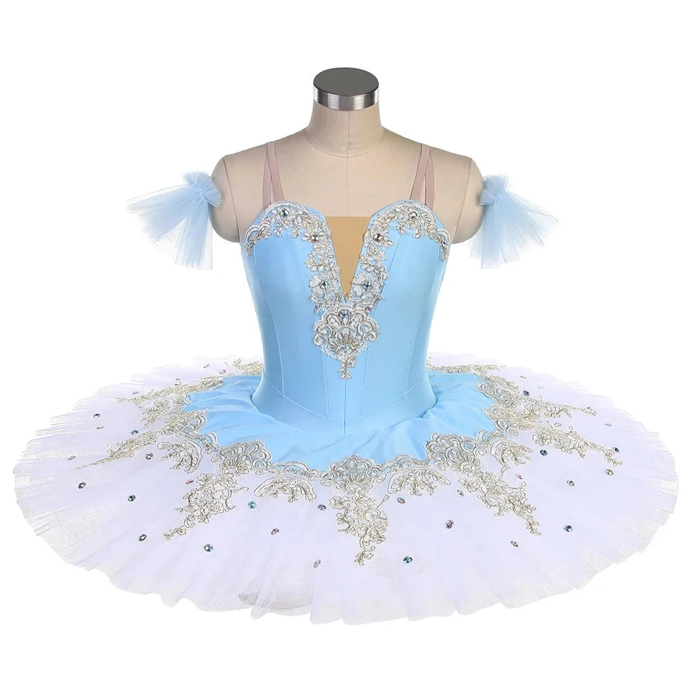 #TT528 New!! Pancake Pre-Professional Ballet Tutu with  Gold Trim For Performance