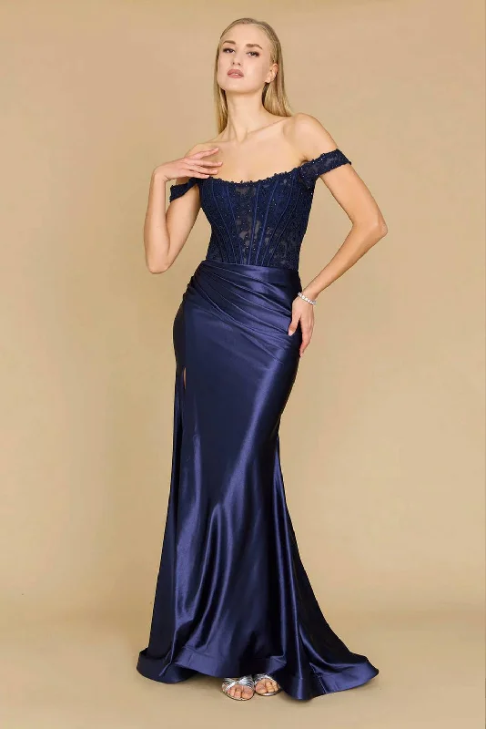 Dylan & Davids Long Corset Mermaid Prom Formal Dress Navy