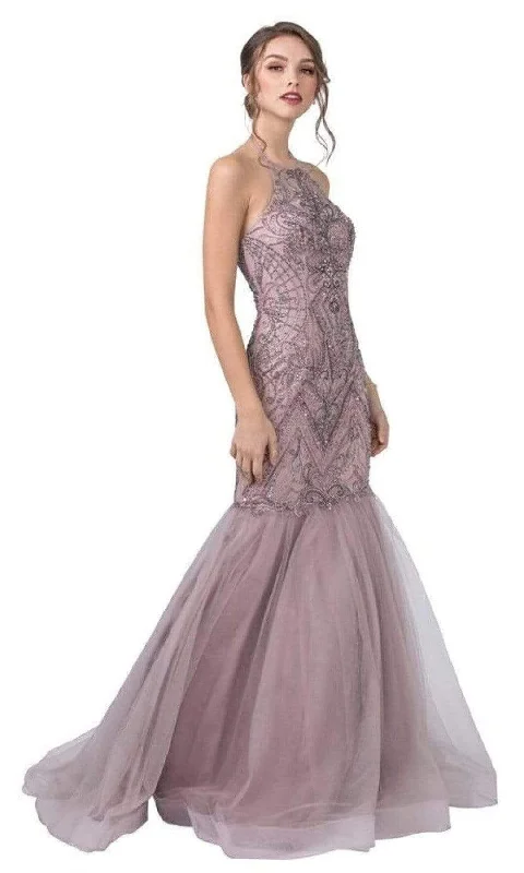 Aspeed Design - L2429 Halter Beaded Mermaid Gown