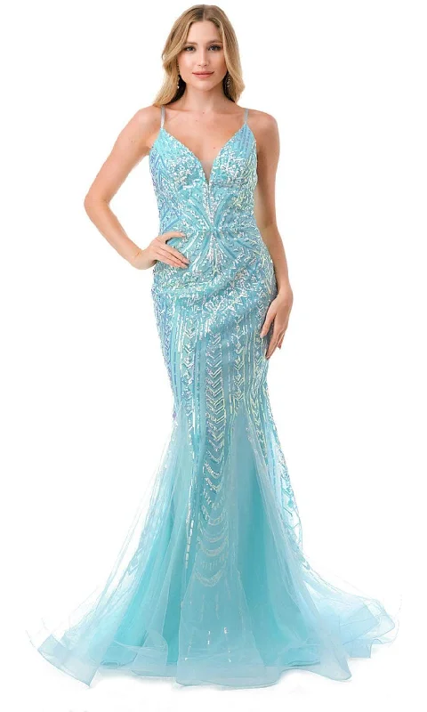 Aspeed Design L2816J - Deep V-Neck Sleeveless Evening Gown