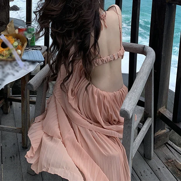 Backless Temperament Seaside Holiday Dress