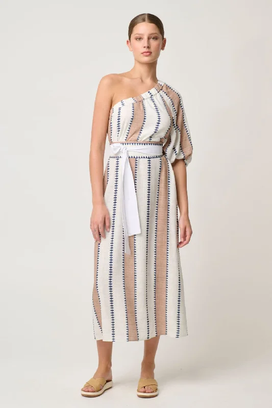 Bahia One Shoulder Dress | Cayman Stripe