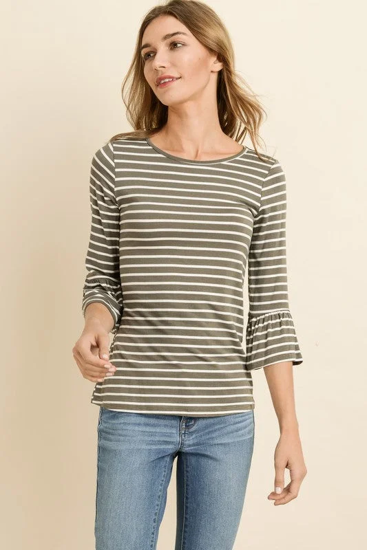 Basic Bell Sleeve Top in Olive