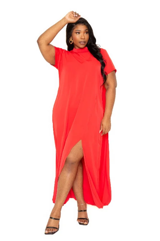 “Don’t Mock Me” Orange Red Cape Dress