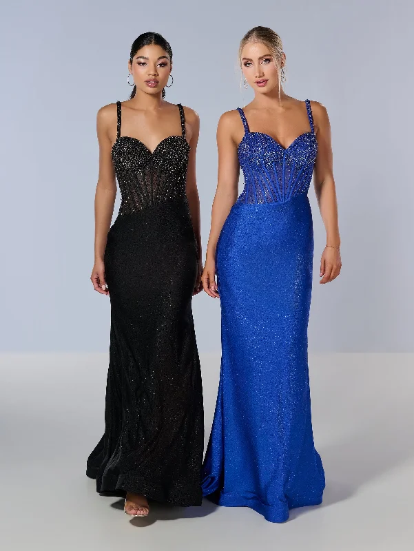 Beaded Fitted Sleeveless Gown by Tiffany Designs 16195