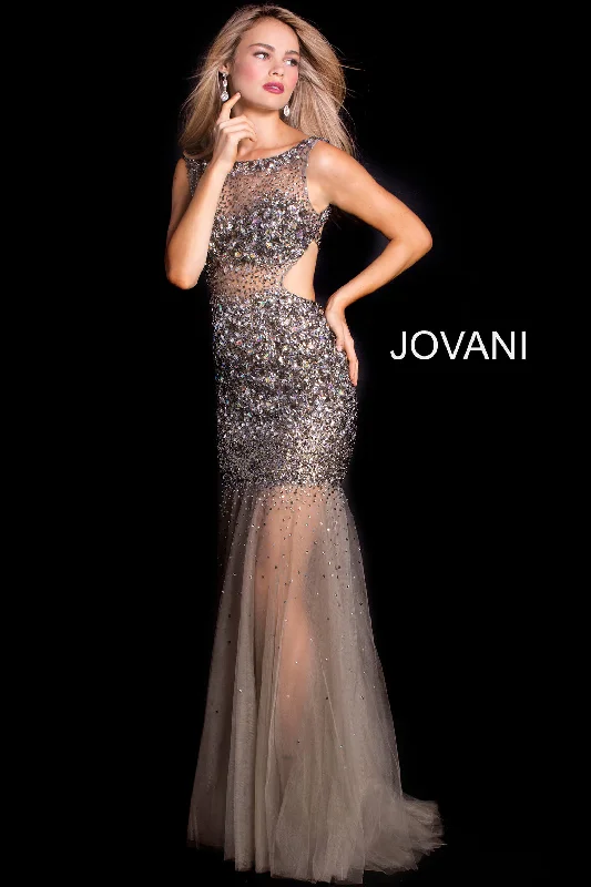 Beaded Sheer Fitted Sleeveless Gown by Jovani 171100