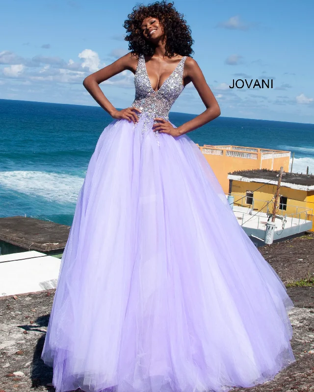 Beaded Sleeveless A-line Gown by Jovani 65379