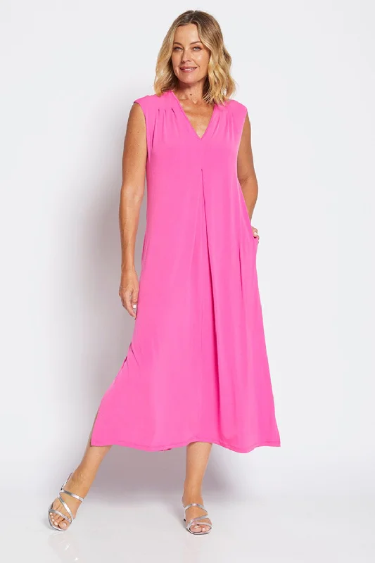 Divine Plunge Dress | Neon Pink