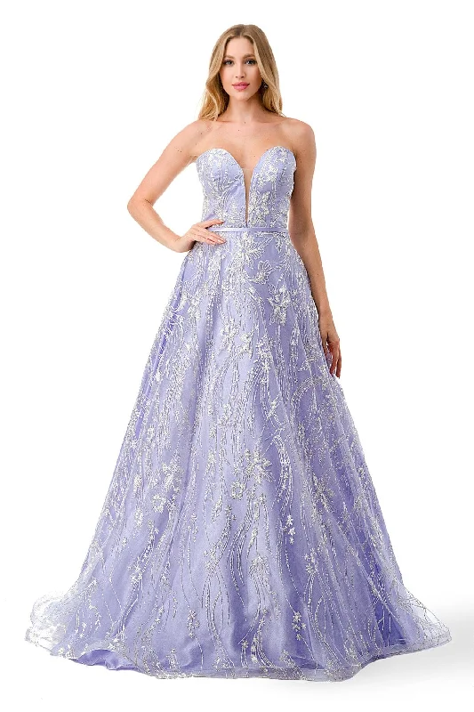 Embellished Strapless Sweetheart Gown by Coya L2774B