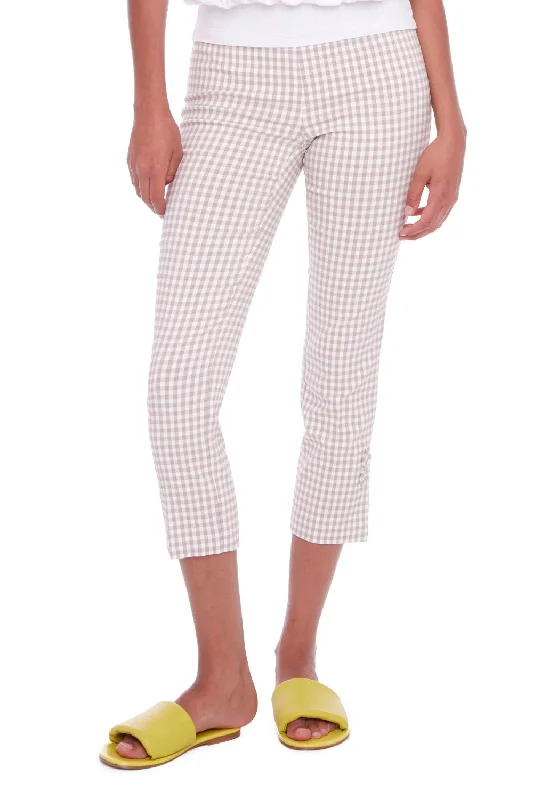 Gingham Techno Crop Pant | Tan