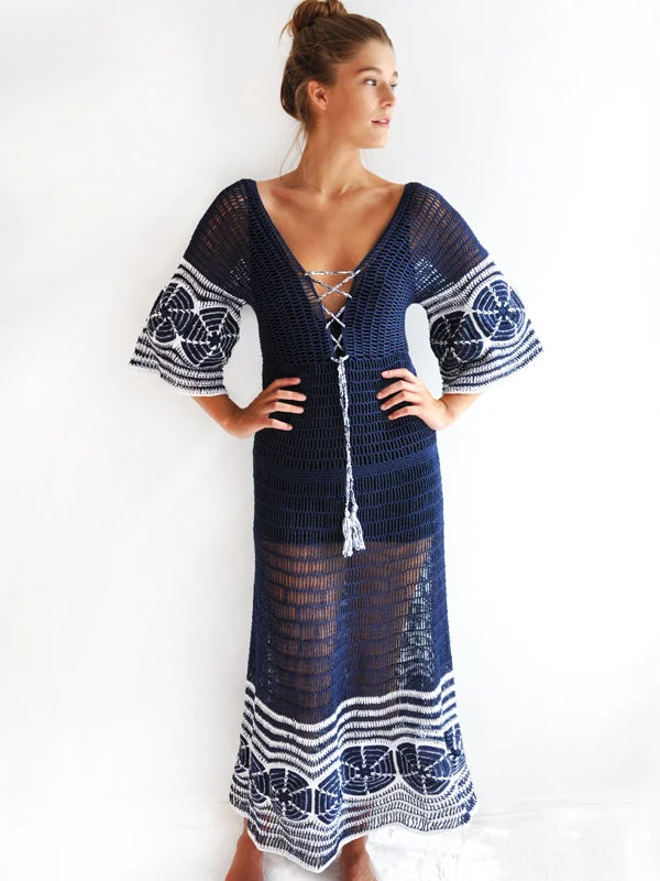 Indigo Sand Dollar Crochet Dress