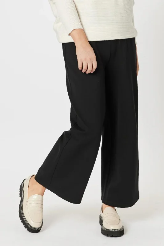 Kimmy Ponti Wide Leg Pant | Black