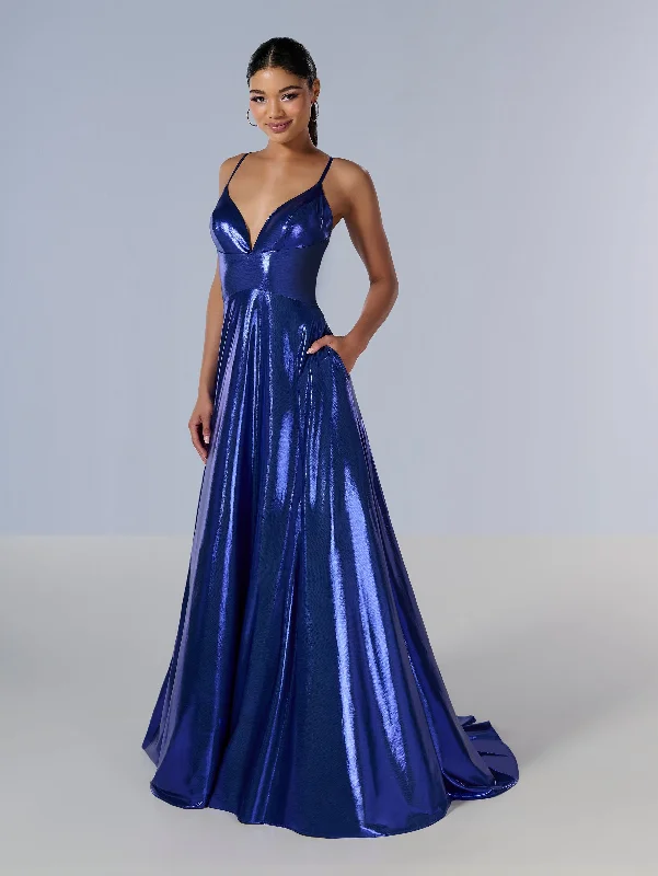 Metallic Sleeveless A-line Gown by Tiffany Designs 16179