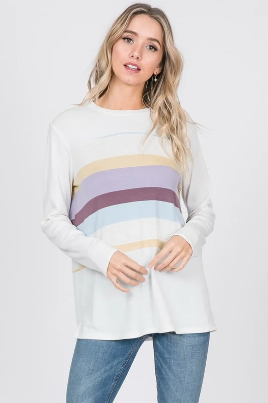 Pastel Colorblock Top in Lavender