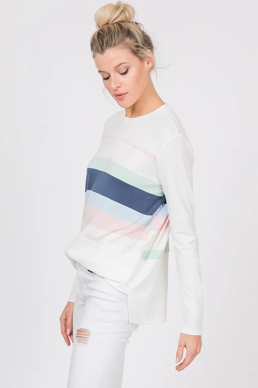 Pastel Colorblock Top in Navy