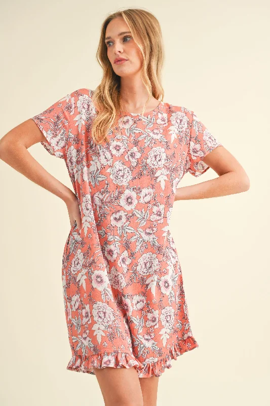 Plus Size Floral Ruffle Dress