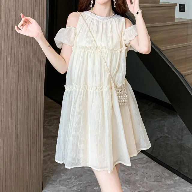 Puff Sleeve Off-Shoulder Loose Sweet Dress