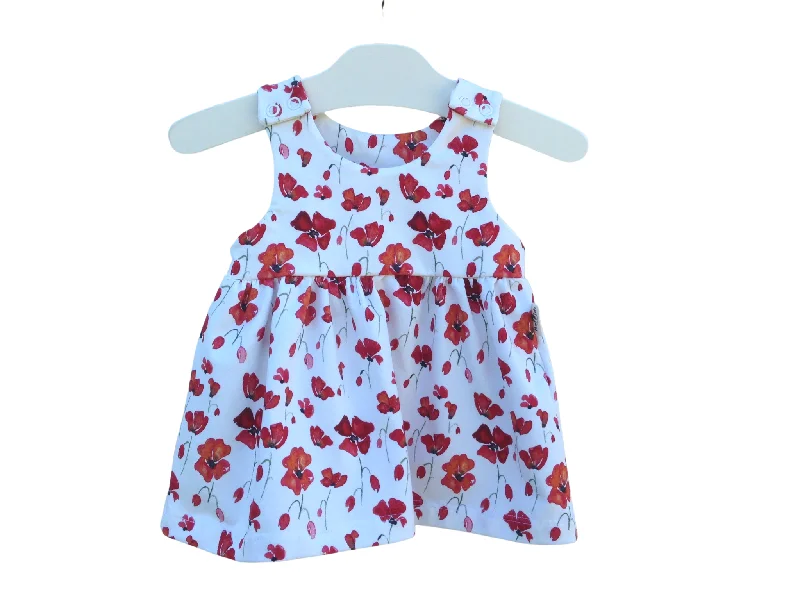 Red Poppy Flowers Romper Dress