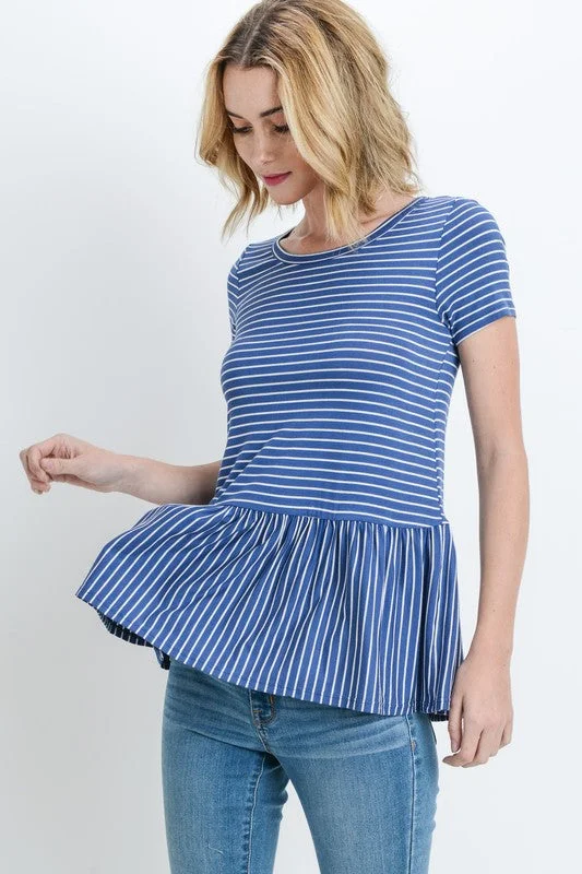 Sailing Striped Peplum Tee