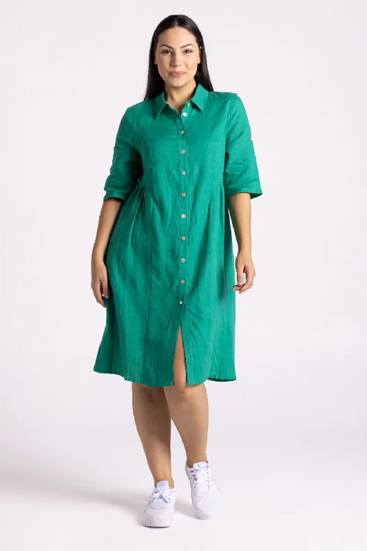 Sandy Button Dress | Emerald