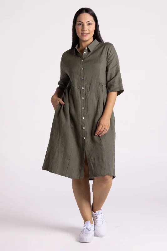 Sandy Button Dress | Olive