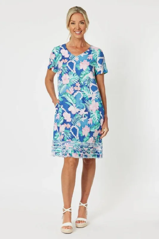 Santa Monica Frilled Hem Dress | Multi