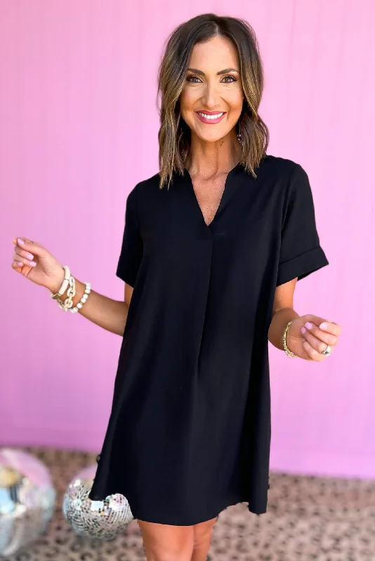 SSYS Black Collared Crepe Dress