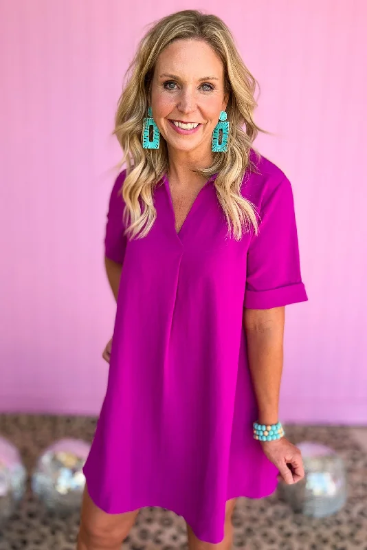 SSYS Fuchsia Collared Crepe Dress