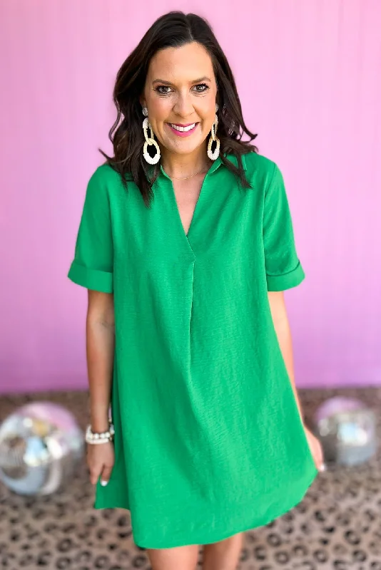 SSYS Kelly Green Collared Crepe Dress