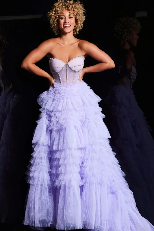 Strapless Ruffled A-line Gown by Jovani 38539